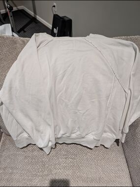 American Eagle Outfitters Ivory Lived-In Crewneck Sweatshirt